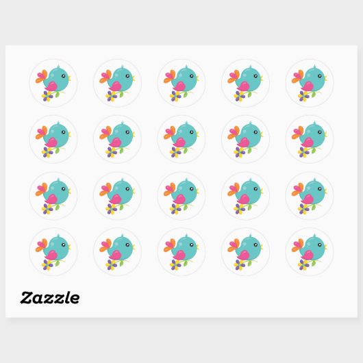 Cute blue bird ronde sticker (Vel)