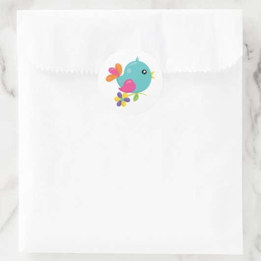 Cute blue bird ronde sticker (Tas)