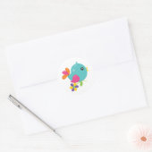 Cute blue bird ronde sticker (Envelop)