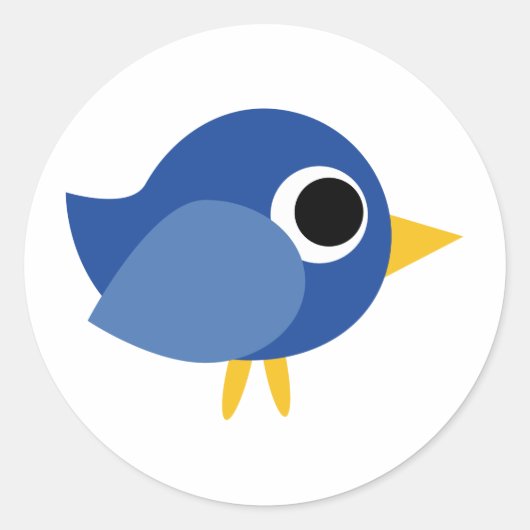 Cute Blue Bird Ronde Sticker (Voorkant)