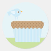 Cute Blue Bird Ronde Sticker (Voorkant)
