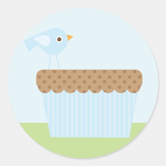 Cute Blue Bird Ronde Sticker (Voorkant)