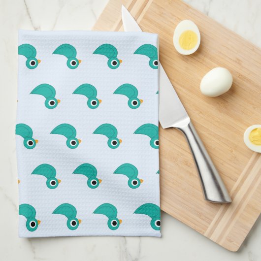 Cute blue bird theedoek (Quarter Fold)