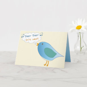 Cute Blue Bird Zingend Je bent lief Kaart