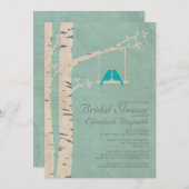 Cute Blue Birds Bridal Shower Invitations Kaart (Voorkant / Achterkant)