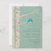 Cute Blue Birds Wedding Invitations Kaart (Voorkant)