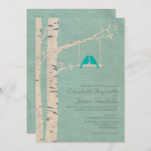 Cute Blue Birds Wedding Invitations Kaart (Voorkant / Achterkant)