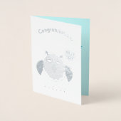Cute Blue Birthday Boy Owl Folie Kaart (Voorkant)