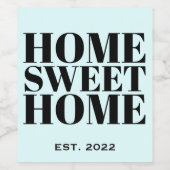 Cute Blue Black New Homeown Home Sweet Home Wijn Etiket (Enkel label)