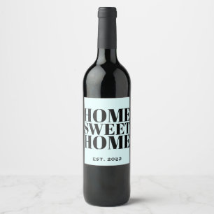 Cute Blue Black New Homeown Home Sweet Home Wijn Etiket