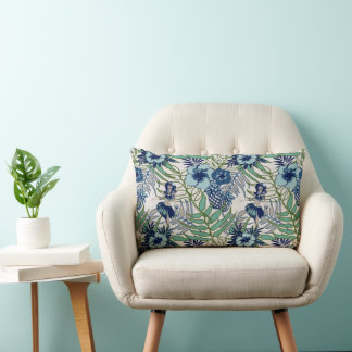 Cute Blue Blauwgroen Turquoise Green Hawaiian Flor Kussen