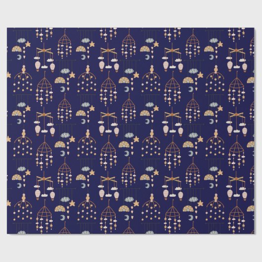 Cute Blue Boho Speelgoed Pattern Illustration Boys Cadeaupapier (Vlak)
