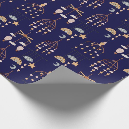 Cute Blue Boho Speelgoed Pattern Illustration Boys Cadeaupapier (Hoek)