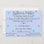 Cute blue booties boy twins baby shower nodigen kaart (Achterkant)