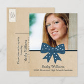 Cute Blue Bow Afstuderen Briefkaart (Voorkant / Achterkant)