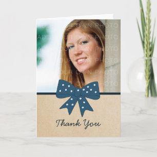 Cute Blue Bow Afstuderen - Hartelijk dank Bedankkaart