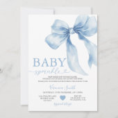 Cute Blue Bow Coquette Baby Sprinkle Baby Shower Kaart (Voorkant)