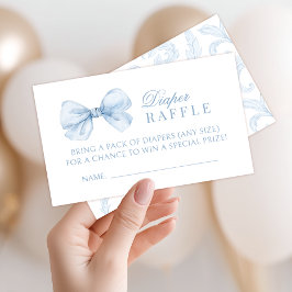 Cute Blue Bow Vintage Baby Boy Diaper Raffle  Informatiekaartje