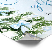Cute Blue Bows Christmas Tree Cards and Gifts Sign Poster (Hoek)