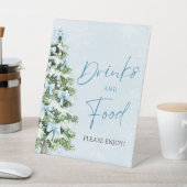 Cute Blue Bows Christmas Tree Food and Drinks Reclamebord Met Voetstuk (Insitu)