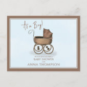 Cute Blue Boy  Baby QR Code Social Media Uitnodiging Briefkaart (Voorkant)