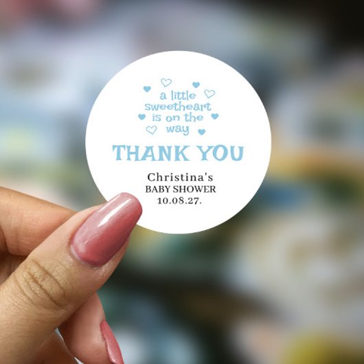 Cute Blue Boy Baby shower Classic Round Sticker