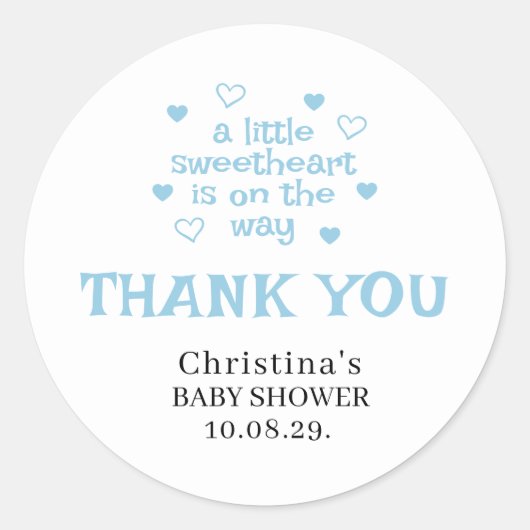 Cute Blue Boy Baby shower Classic Round Sticker (Voorkant)