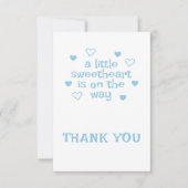 Cute Blue Boy Baby shower Dank je platte Kaart (Voorkant)