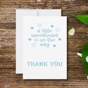 Cute Blue Boy Baby shower Dank je platte Kaart