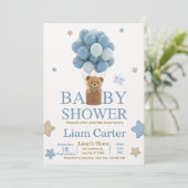 Cute Blue Boy Baby Shower Invitation Bedankkaart (Staand voorkant)