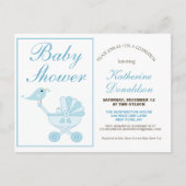 Cute Blue Boy Baby shower Invitation Briefkaart (Voorkant)