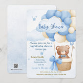 Cute Blue Boy Baby Shower Invitation Kaart (Voorkant / Achterkant)