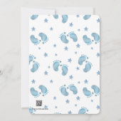 Cute Blue Boy Baby Shower Invitation Kaart (Achterkant)