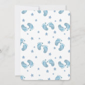 Cute Blue Boy Baby Shower Invitation Kaart (Achterkant)