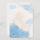 Cute Blue Boy Baby Shower Invitation Kaart (Achterkant)