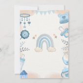 Cute Blue Boy Baby Shower Invitation Kaart (Achterkant)