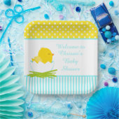 Cute Blue Boy Chick Baby shower Party Papieren Bordje (Feest)