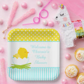Cute Blue Boy Chick Baby shower Party Papieren Bordje (Feest)