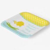 Cute Blue Boy Chick Baby shower Party Papieren Bordje (Gebogen)