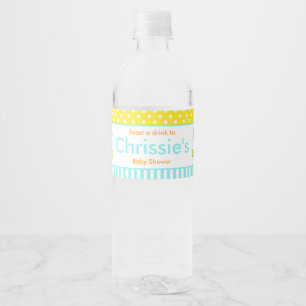 Cute Blue Boy Chick Baby shower Party Waterfles Etiket