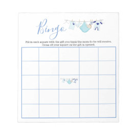 Cute Blue Boy Clothesline Baby shower Bingo Game Notitieblok