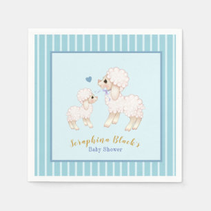 Cute Blue Boy Lamb Baby shower Napkins Servet