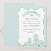 Cute Blue Boy Llama Baby shower Kaart (Voorkant / Achterkant)