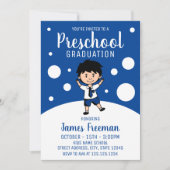 Cute Blue Boy Preschool Afstuderen Kaart (Voorkant)