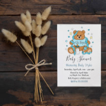 Cute Blue Boy Teddy Bear Baby shower