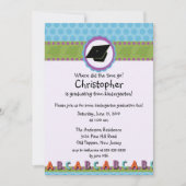 CUTE Blue Boys Kindergarten Afstuderen Invitation Kaart (Voorkant)