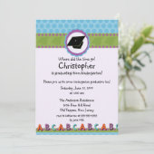 CUTE Blue Boys Kindergarten Afstuderen Invitation Kaart (Staand voorkant)