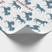 Cute Blue Boys Name Birthday Unicorn Pattern Cadeaupapier (Hoek)