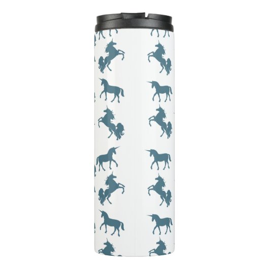 Cute Blue Boys Name Monogram Unicorn Pattern Thermosbeker (Achterkant)