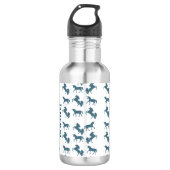 Cute Blue Boys Name Monogram Unicorn Pattern Waterfles (Voorkant)
